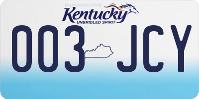 KY license plate 003JCY