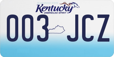 KY license plate 003JCZ