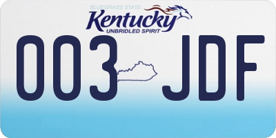 KY license plate 003JDF
