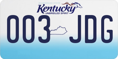 KY license plate 003JDG