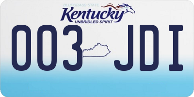 KY license plate 003JDI