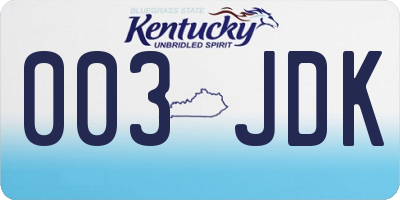 KY license plate 003JDK