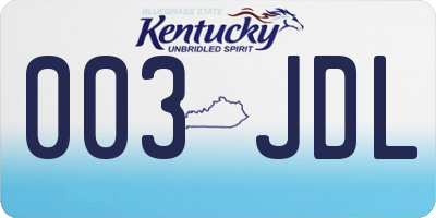 KY license plate 003JDL