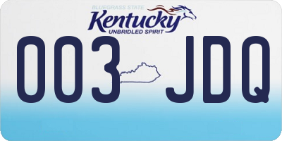 KY license plate 003JDQ