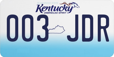 KY license plate 003JDR