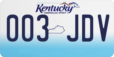 KY license plate 003JDV