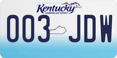 KY license plate 003JDW
