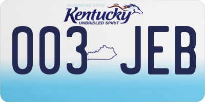 KY license plate 003JEB
