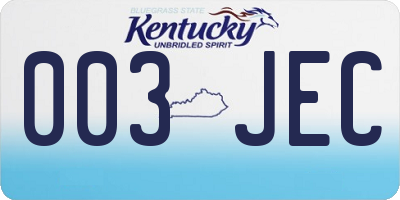KY license plate 003JEC