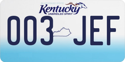 KY license plate 003JEF