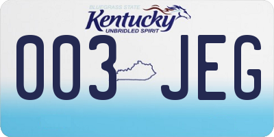 KY license plate 003JEG