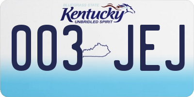 KY license plate 003JEJ