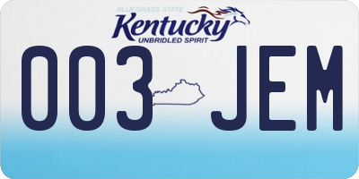 KY license plate 003JEM