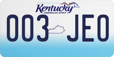 KY license plate 003JEO