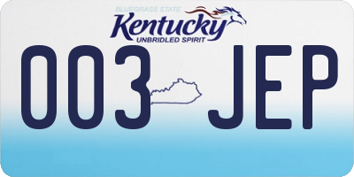 KY license plate 003JEP