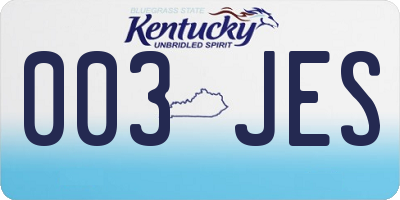 KY license plate 003JES