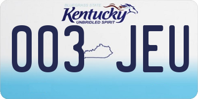 KY license plate 003JEU