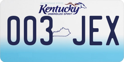 KY license plate 003JEX