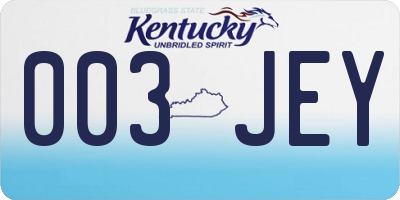 KY license plate 003JEY