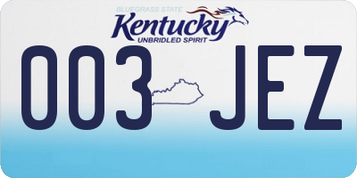 KY license plate 003JEZ