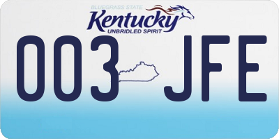 KY license plate 003JFE
