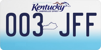 KY license plate 003JFF