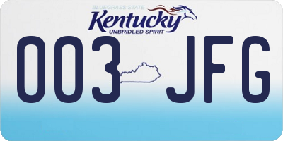 KY license plate 003JFG