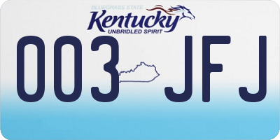 KY license plate 003JFJ