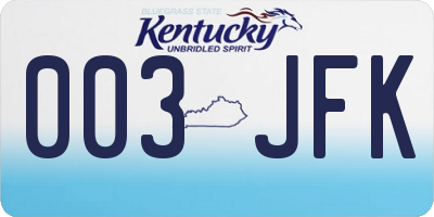 KY license plate 003JFK