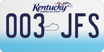 KY license plate 003JFS