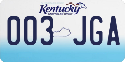 KY license plate 003JGA