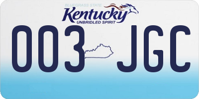 KY license plate 003JGC