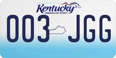 KY license plate 003JGG