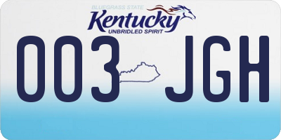 KY license plate 003JGH