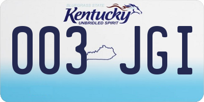 KY license plate 003JGI