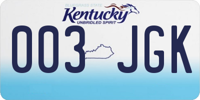 KY license plate 003JGK
