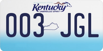 KY license plate 003JGL