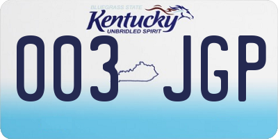 KY license plate 003JGP