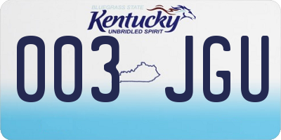 KY license plate 003JGU