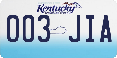KY license plate 003JIA