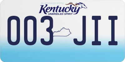 KY license plate 003JII
