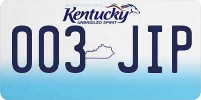 KY license plate 003JIP