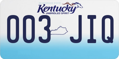 KY license plate 003JIQ