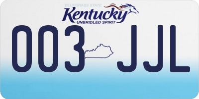 KY license plate 003JJL