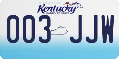 KY license plate 003JJW