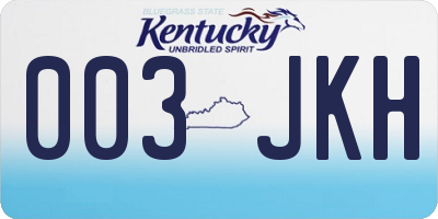 KY license plate 003JKH