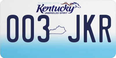 KY license plate 003JKR
