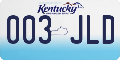 KY license plate 003JLD