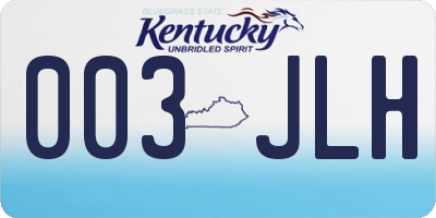 KY license plate 003JLH