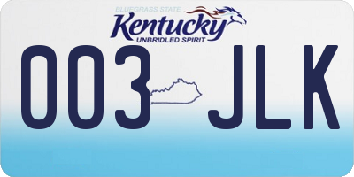 KY license plate 003JLK